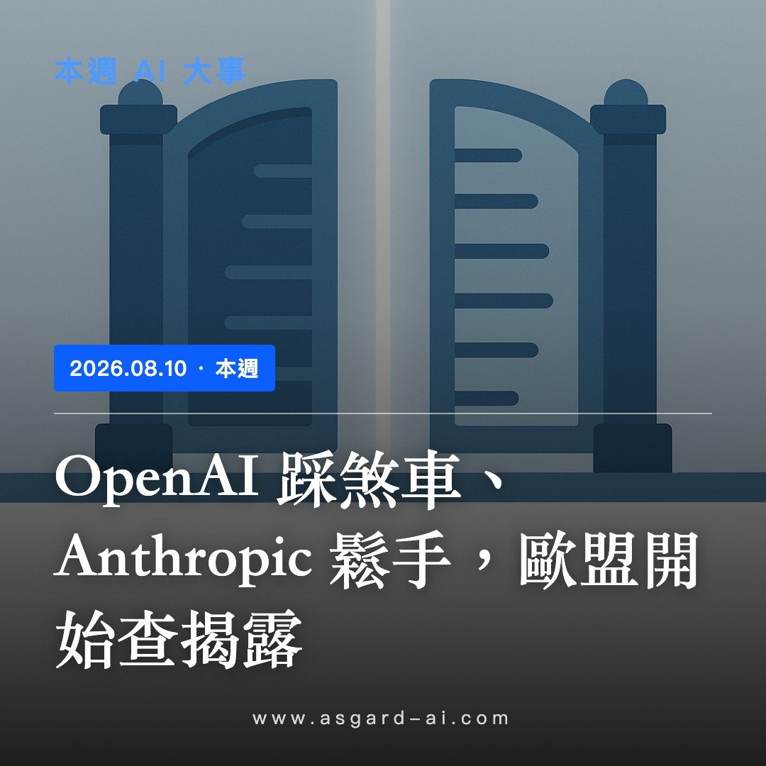 本週 AI 大事 封面:OpenAI 踩煞車、Anthropic 鬆手,歐盟開始查揭露