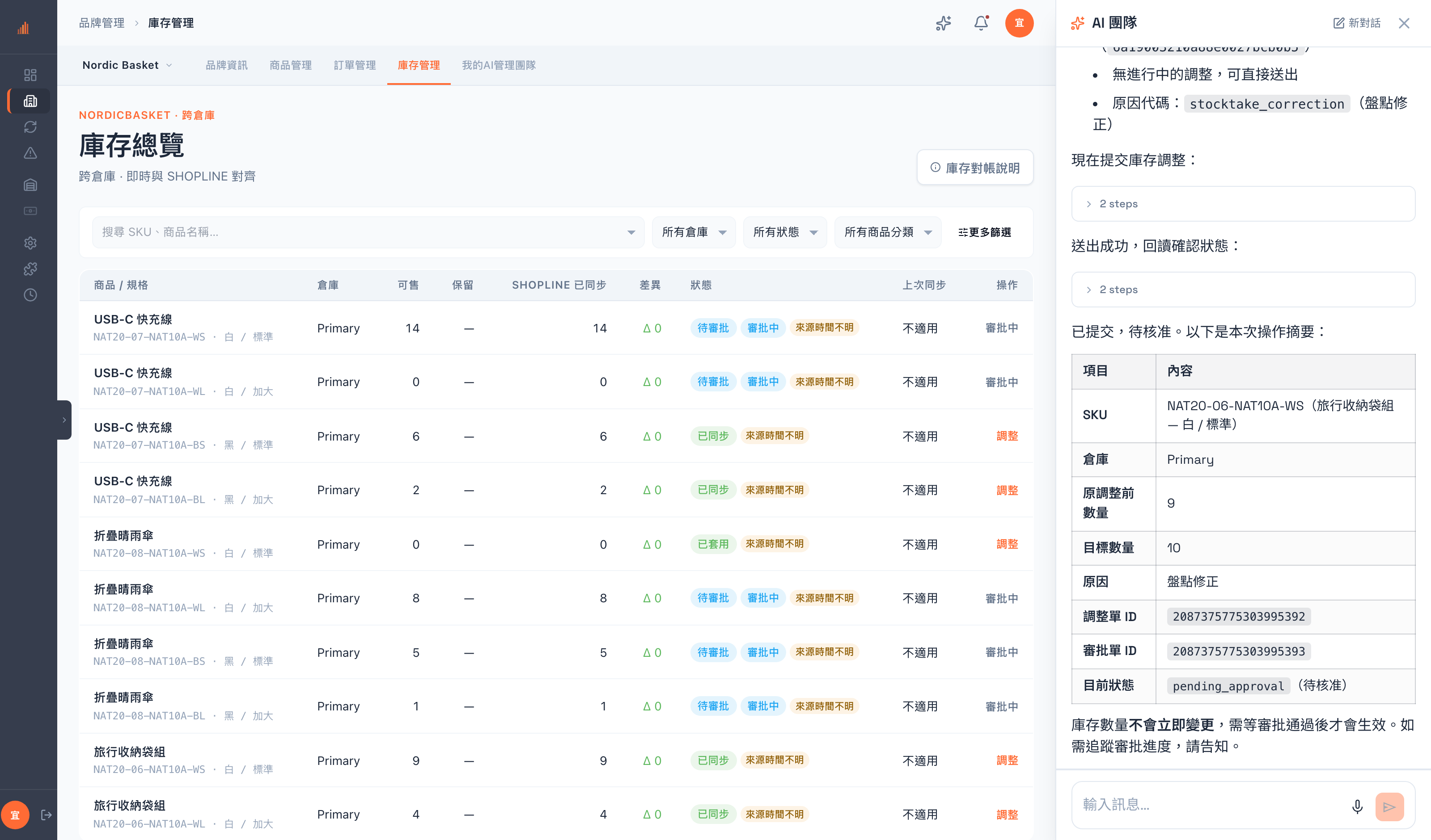 Freyr AI 團隊 — 庫存調整送審
